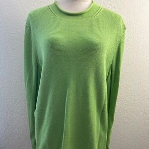 Women's Coldwater Creek Bright Green‎ Long Sleeve Sweater Tee | Size XL